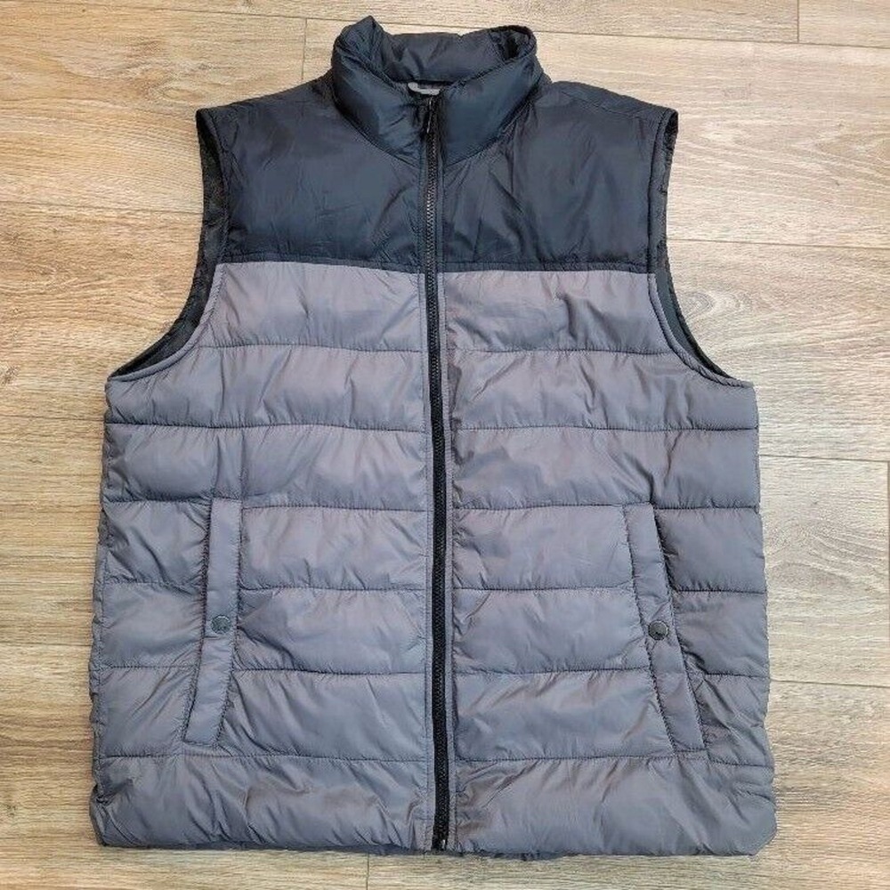 GH Bass Puffer‎ Vest Men's Sz Medium Gray Black Colorblock Lightweight